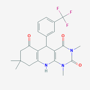 1,3,8,8-tetramethyl-5-(3-(trifluoromethyl)phenyl)-7,8,9,10-tetrahydropyrimido[4,5-b]quinoline-2,4,6(1H,3H,5H)-trione