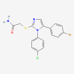 molecular formula C17H13BrClN3OS B2486607 2-((5-(4-bromophenyl)-1-(4-chlorophenyl)-1H-imidazol-2-yl)thio)acetamide CAS No. 1226442-07-4