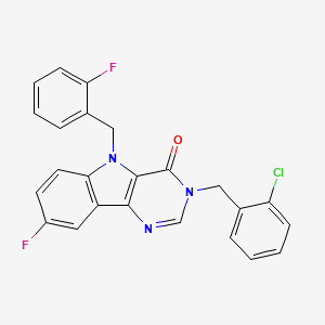 molecular formula C24H16ClF2N3O B2486623 3-(2-chlorobenzyl)-8-fluoro-5-(2-fluorobenzyl)-3H-pyrimido[5,4-b]indol-4(5H)-one CAS No. 1215588-90-1