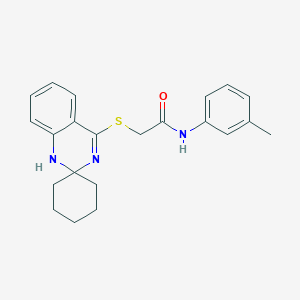 molecular formula C22H25N3OS B2486626 N-(3-methylphenyl)-2-spiro[1H-quinazoline-2,1'-cyclohexane]-4-ylsulfanylacetamide CAS No. 893787-46-7