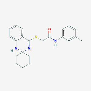 molecular formula C22H25N3OS B2486626 2-((1'H-螺[环己烷-1,2'-喹唑啉]-4'-基)硫代)-N-(间甲苯基)乙酰胺 CAS No. 893787-46-7