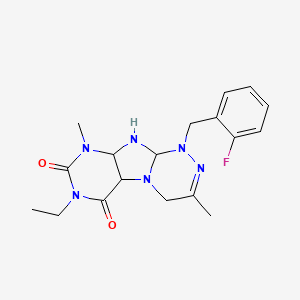 molecular formula C18H19FN6O2 B2486631 7-ethyl-1-[(2-fluorophenyl)methyl]-3,9-dimethyl-1H,4H,6H,7H,8H,9H-[1,2,4]triazino[4,3-g]purine-6,8-dione CAS No. 919020-35-2