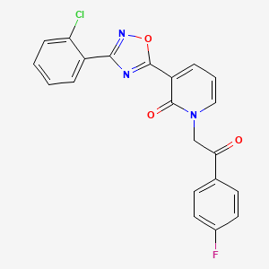 molecular formula C21H13ClFN3O3 B2486642 3-(3-(2-chlorophenyl)-1,2,4-oxadiazol-5-yl)-1-(2-(4-fluorophenyl)-2-oxoethyl)pyridin-2(1H)-one CAS No. 1396815-09-0