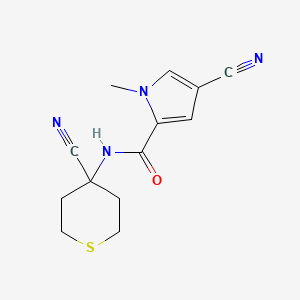 molecular formula C13H14N4OS B2486654 4-cyano-N-(4-cyanothian-4-yl)-1-methyl-1H-pyrrole-2-carboxamide CAS No. 1444681-14-4
