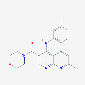 molecular formula C21H22N4O2 B2486661 (7-Methyl-4-(m-tolylamino)-1,8-naphthyridin-3-yl)(morpholino)methanone CAS No. 1251600-78-8