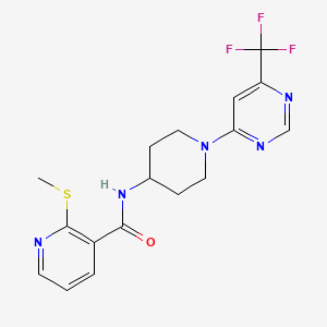 molecular formula C17H18F3N5OS B2486662 2-(甲硫基)-N-(1-(6-(三氟甲基)嘧啶-4-基)哌啶-4-基)烟酰胺 CAS No. 2034404-88-9