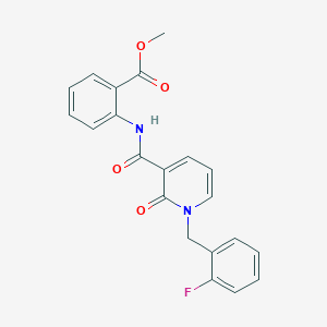 molecular formula C21H17FN2O4 B2486664 Methyl 2-(1-(2-fluorobenzyl)-2-oxo-1,2-dihydropyridine-3-carboxamido)benzoate CAS No. 946221-93-8