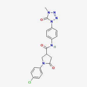 molecular formula C19H17ClN6O3 B2486665 1-(4-chlorophenyl)-N-(4-(4-methyl-5-oxo-4,5-dihydro-1H-tetrazol-1-yl)phenyl)-5-oxopyrrolidine-3-carboxamide CAS No. 1396683-03-6