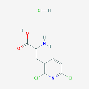 molecular formula C8H9Cl3N2O2 B2486666 2-Amino-3-(2,6-dichloropyridin-3-yl)propanoic acid;hydrochloride CAS No. 2416236-36-5