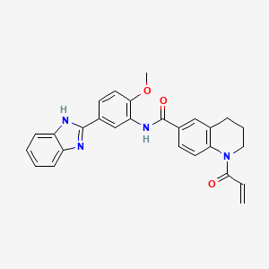 molecular formula C27H24N4O3 B2486674 N-[5-(1H-Benzimidazol-2-yl)-2-methoxyphenyl]-1-prop-2-enoyl-3,4-dihydro-2H-quinoline-6-carboxamide CAS No. 2418677-58-2