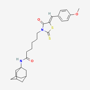 N-(1-adamantyl)-6-[(5Z)-5-[(4-methoxyphenyl)methylidene]-4-oxo-2-sulfanylidene-1,3-thiazolidin-3-yl]hexanamide
