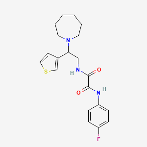 molecular formula C20H24FN3O2S B2486679 N1-(2-(azepan-1-yl)-2-(thiophen-3-yl)ethyl)-N2-(4-fluorophenyl)oxalamide CAS No. 946248-54-0