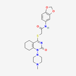 N-(benzo[d][1,3]dioxol-5-yl)-2-((1-(4-methylpiperazin-1-yl)-2-oxo-1,2,5,6,7,8-hexahydroquinazolin-4-yl)thio)acetamide