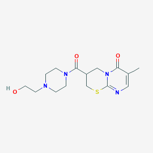 molecular formula C15H22N4O3S B2486708 3-(4-(2-hydroxyethyl)piperazine-1-carbonyl)-7-methyl-3,4-dihydropyrimido[2,1-b][1,3]thiazin-6(2H)-one CAS No. 1396864-73-5