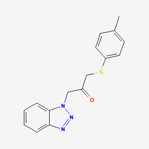 molecular formula C16H15N3OS B2486716 1-(1H-Benzotriazole-1-yl)-3-[(4-methylphenyl)thio]acetone CAS No. 305861-12-5