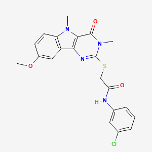 molecular formula C21H19ClN4O3S B2486718 Ethyl {[6-({[(3-chloro-4-fluorophenyl)amino]carbonyl}amino)-2-phenylquinolin-4-yl]oxy}acetate CAS No. 1112301-52-6