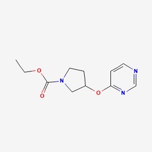 molecular formula C11H15N3O3 B2486730 Ethyl 3-(pyrimidin-4-yloxy)pyrrolidine-1-carboxylate CAS No. 2034502-00-4