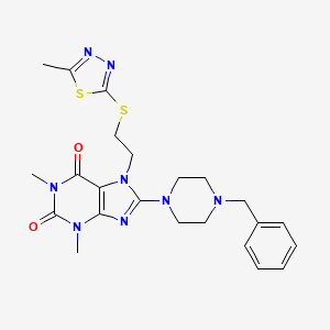 8-(4-benzylpiperazin-1-yl)-1,3-dimethyl-7-(2-((5-methyl-1,3,4-thiadiazol-2-yl)thio)ethyl)-1H-purine-2,6(3H,7H)-dione