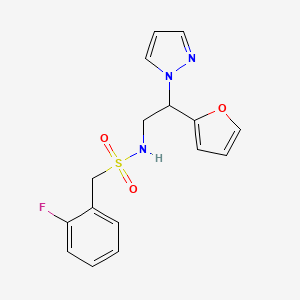 molecular formula C16H16FN3O3S B2486737 1-(2-fluorophenyl)-N-(2-(furan-2-yl)-2-(1H-pyrazol-1-yl)ethyl)methanesulfonamide CAS No. 2034545-01-0