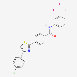 molecular formula C23H14ClF3N2OS B2486738 4-[4-(4-chlorophenyl)-1,3-thiazol-2-yl]-N-[3-(trifluoromethyl)phenyl]benzamide CAS No. 338408-10-9