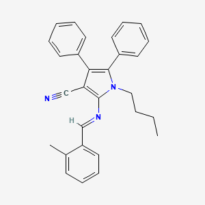 molecular formula C29H27N3 B2486745 1-butyl-2-[(E)-[(2-methylphenyl)methylidene]amino]-4,5-diphenyl-1H-pyrrole-3-carbonitrile CAS No. 478032-85-8