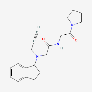 2-[(2,3-dihydro-1H-inden-1-yl)(prop-2-yn-1-yl)amino]-N-[2-oxo-2-(pyrrolidin-1-yl)ethyl]acetamide