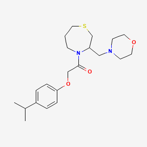 molecular formula C21H32N2O3S B2486754 2-(4-Isopropylphenoxy)-1-(3-(morpholinomethyl)-1,4-thiazepan-4-yl)ethanone CAS No. 1421475-41-3