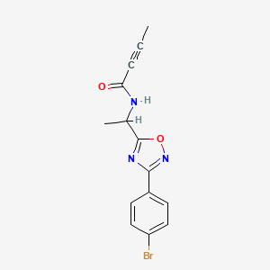 molecular formula C14H12BrN3O2 B2486758 N-{1-[3-(4-bromophenyl)-1,2,4-oxadiazol-5-yl]ethyl}but-2-ynamide CAS No. 2094635-35-3