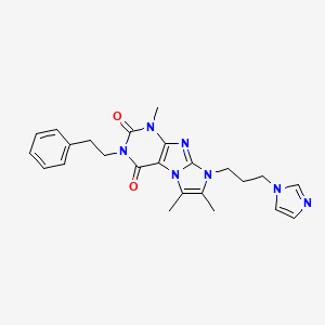 molecular formula C24H27N7O2 B2486767 8-(3-(1H-咪唑-1-基)丙基)-1,6,7-三甲基-3-苯乙基-1H-咪唑[2,1-f]嘧啶-2,4(3H,8H)-二酮 CAS No. 921133-84-8