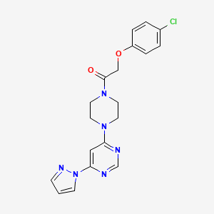 molecular formula C19H19ClN6O2 B2486776 1-(4-(6-(1H-pyrazol-1-yl)pyrimidin-4-yl)piperazin-1-yl)-2-(4-chlorophenoxy)ethanone CAS No. 1203166-52-2