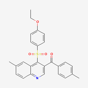 molecular formula C26H23NO4S B2486777 (4-((4-Ethoxyphenyl)sulfonyl)-6-methylquinolin-3-yl)(p-tolyl)methanone CAS No. 866895-79-6