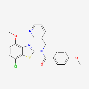 molecular formula C22H18ClN3O3S B2486779 N-(7-chloro-4-methoxybenzo[d]thiazol-2-yl)-4-methoxy-N-(pyridin-3-ylmethyl)benzamide CAS No. 886965-02-2