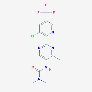 molecular formula C14H13ClF3N5O B2486787 1-{2-[3-Chloro-5-(trifluoromethyl)pyridin-2-yl]-4-methylpyrimidin-5-yl}-3,3-dimethylurea CAS No. 2060751-23-5