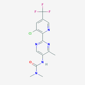 molecular formula C14H13ClF3N5O B2486787 1-{2-[3-Cloro-5-(trifluorometil)piridin-2-il]-4-metilpirimidin-5-il}-3,3-dimetilurea CAS No. 2060751-23-5