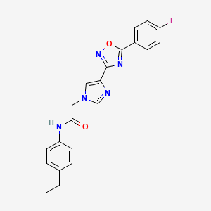 molecular formula C21H18FN5O2 B2486794 N~1~-(4-ethylphenyl)-2-{4-[5-(4-fluorophenyl)-1,2,4-oxadiazol-3-yl]-1H-imidazol-1-yl}acetamide CAS No. 1251625-91-8