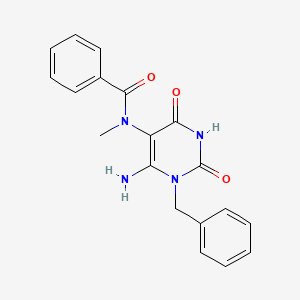 molecular formula C19H18N4O3 B2486795 N-(6-Amino-1-Benzyl-2,4-Dioxo-1,2,3,4-Tetrahydropyrimidin-5-Yl)-N-Methylbenzamide CAS No. 1026890-84-5