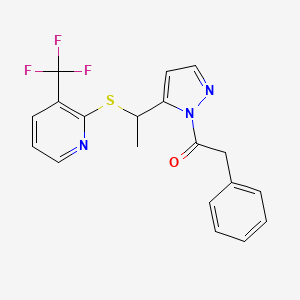 2-phenyl-1-[5-(1-{[3-(trifluoromethyl)-2-pyridinyl]sulfanyl}ethyl)-1H-pyrazol-1-yl]-1-ethanone
