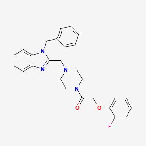molecular formula C27H27FN4O2 B2486813 1-(4-((1-苄基-1H-苯并[d]咪唑-2-基)甲基)哌嗪-1-基)-2-(2-氟苯氧基)乙酮 CAS No. 1171404-75-3