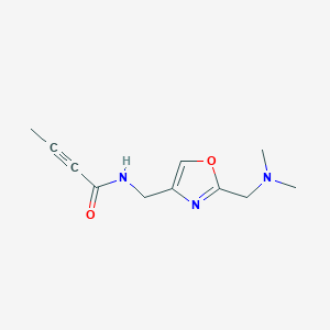 molecular formula C11H15N3O2 B2486818 N-[[2-[(Dimethylamino)methyl]-1,3-oxazol-4-yl]methyl]but-2-ynamide CAS No. 2411236-77-4