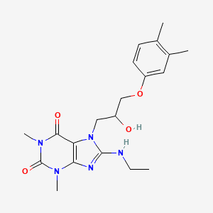 molecular formula C20H27N5O4 B2486820 7-(3-(3,4-dimethylphenoxy)-2-hydroxypropyl)-8-(ethylamino)-1,3-dimethyl-1H-purine-2,6(3H,7H)-dione CAS No. 879072-17-0