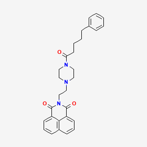 molecular formula C29H31N3O3 B2486823 2-(2-(4-(5-phenylpentanoyl)piperazin-1-yl)ethyl)-1H-benzo[de]isoquinoline-1,3(2H)-dione CAS No. 2034569-64-5