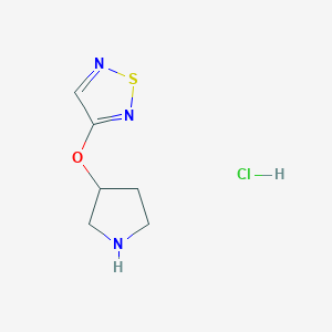 molecular formula C6H10ClN3OS B2486824 3-(吡咯啉-3-氧基)-1,2,5-噻二唑盐酸盐 CAS No. 2097936-86-0