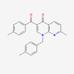 molecular formula C25H22N2O2 B2486829 7-methyl-3-(4-methylbenzoyl)-1-(4-methylbenzyl)-1,8-naphthyridin-4(1H)-one CAS No. 892293-44-6