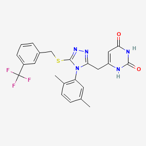 6-((4-(2,5-dimethylphenyl)-5-((3-(trifluoromethyl)benzyl)thio)-4H-1,2,4-triazol-3-yl)methyl)pyrimidine-2,4(1H,3H)-dione