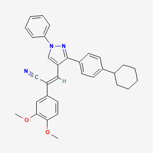 molecular formula C32H31N3O2 B2486834 (Z)-3-[3-(4-环己基苯基)-1-苯基吡唑-4-基]-2-(3,4-二甲氧基苯基)丙-2-烯腈 CAS No. 956608-62-1
