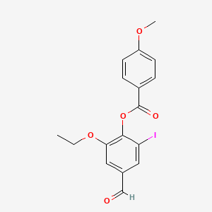 molecular formula C17H15IO5 B2486838 2-乙氧基-4-甲酰-6-碘苯基 4-甲氧基苯甲酸酯 CAS No. 443730-63-0