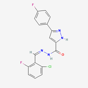 molecular formula C17H11ClF2N4O B2486839 (Z)-N'-(2-氯-6-氟苯甲亚甲基)-3-(4-氟苯基)-1H-吡唑-5-甲酰肼 CAS No. 403649-59-2