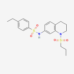 molecular formula C20H26N2O4S2 B2486841 4-ethyl-N-(1-(propylsulfonyl)-1,2,3,4-tetrahydroquinolin-7-yl)benzenesulfonamide CAS No. 946352-67-6