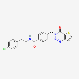 molecular formula C21H17ClN4O2S B2486842 N-[2-(4-chlorophenyl)ethyl]-4-({4-oxo-3H,4H-thieno[3,2-d][1,2,3]triazin-3-yl}methyl)benzamide CAS No. 443671-55-4