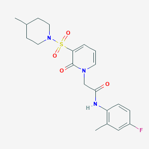 molecular formula C20H24FN3O4S B2486844 N-(4-氟-2-甲基苯基)-2-(3-((4-甲基哌啶-1-基)磺酰)-2-氧代吡啶-1(2H)-基)乙酰胺 CAS No. 1251621-26-7